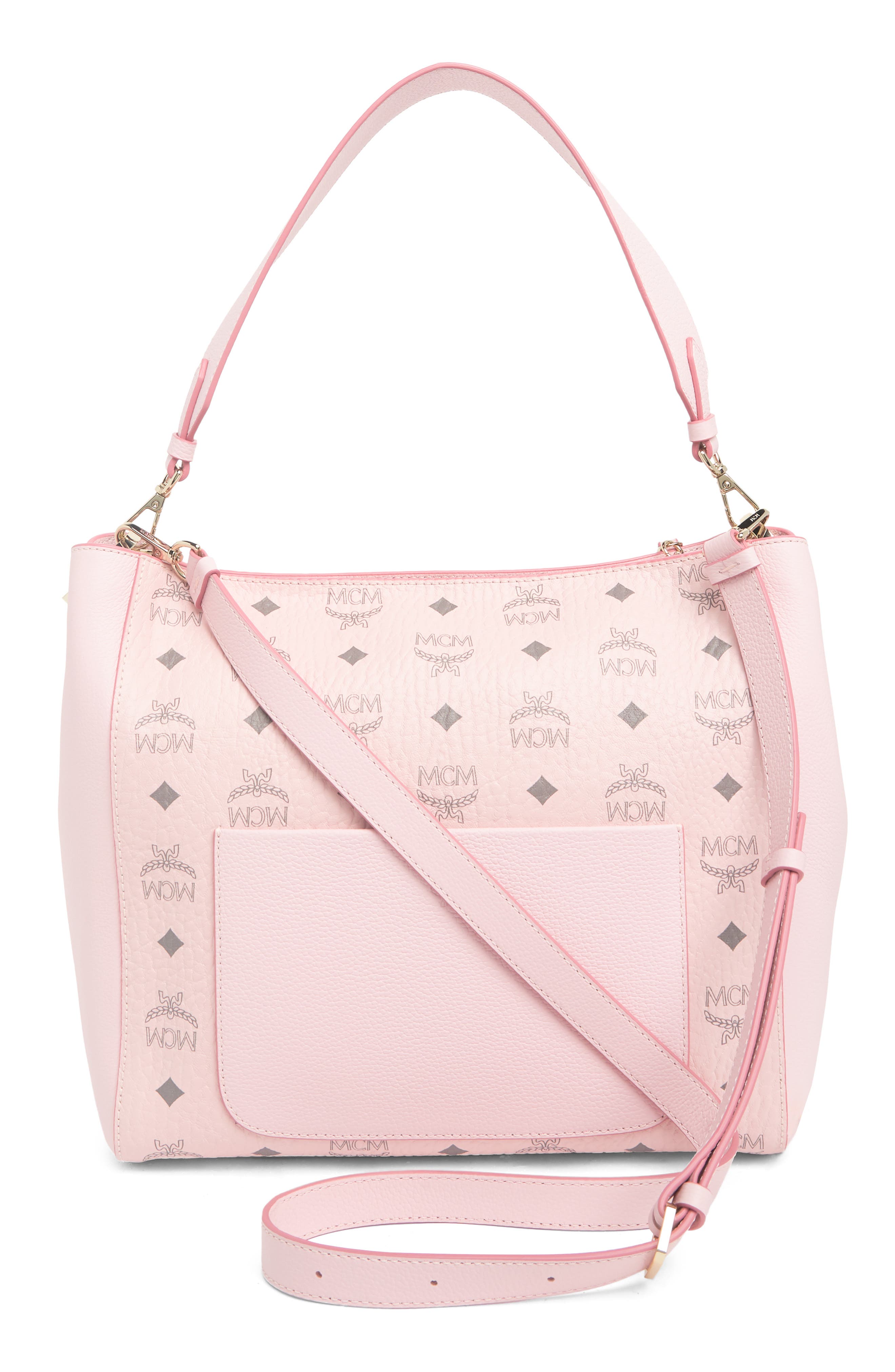 MCM Medium MCM Logo Hobo Bag, Alternate, color, 