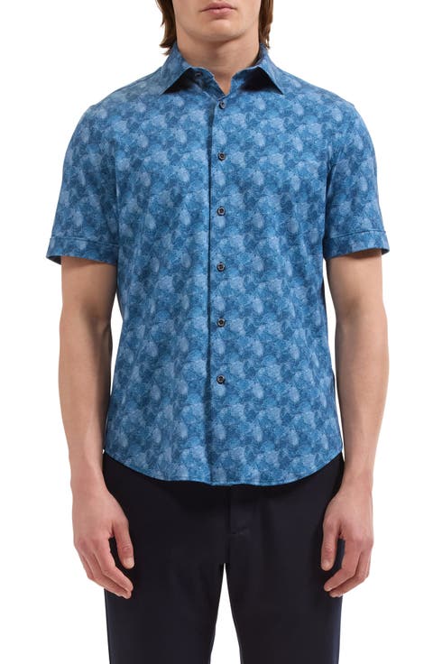 Miles OoohCotton® Print Short Sleeve Button-Up Shirt