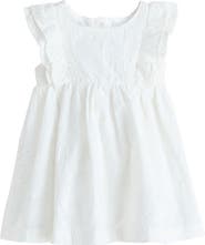 NEXT Kids' Embroidered Flutter Sleeve Cotton Dress