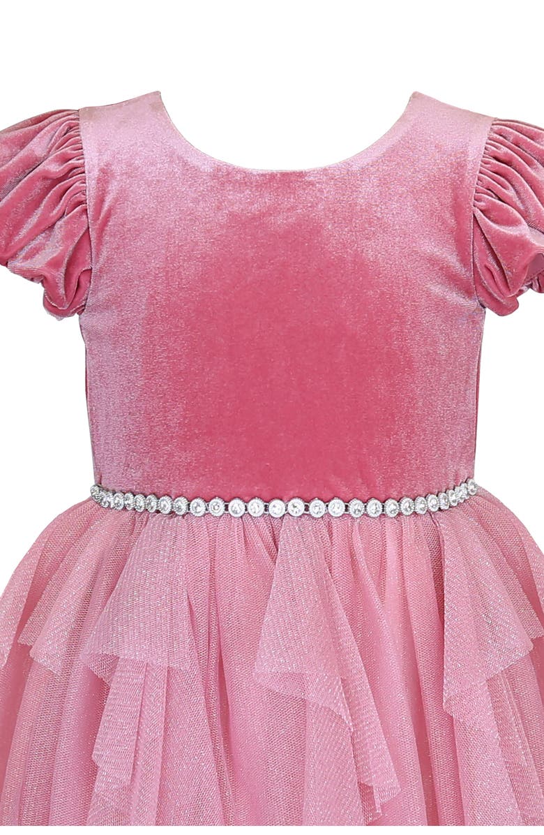 Zunie Kids' Bubble Velvet Party Dress, Alternate, color, Pink