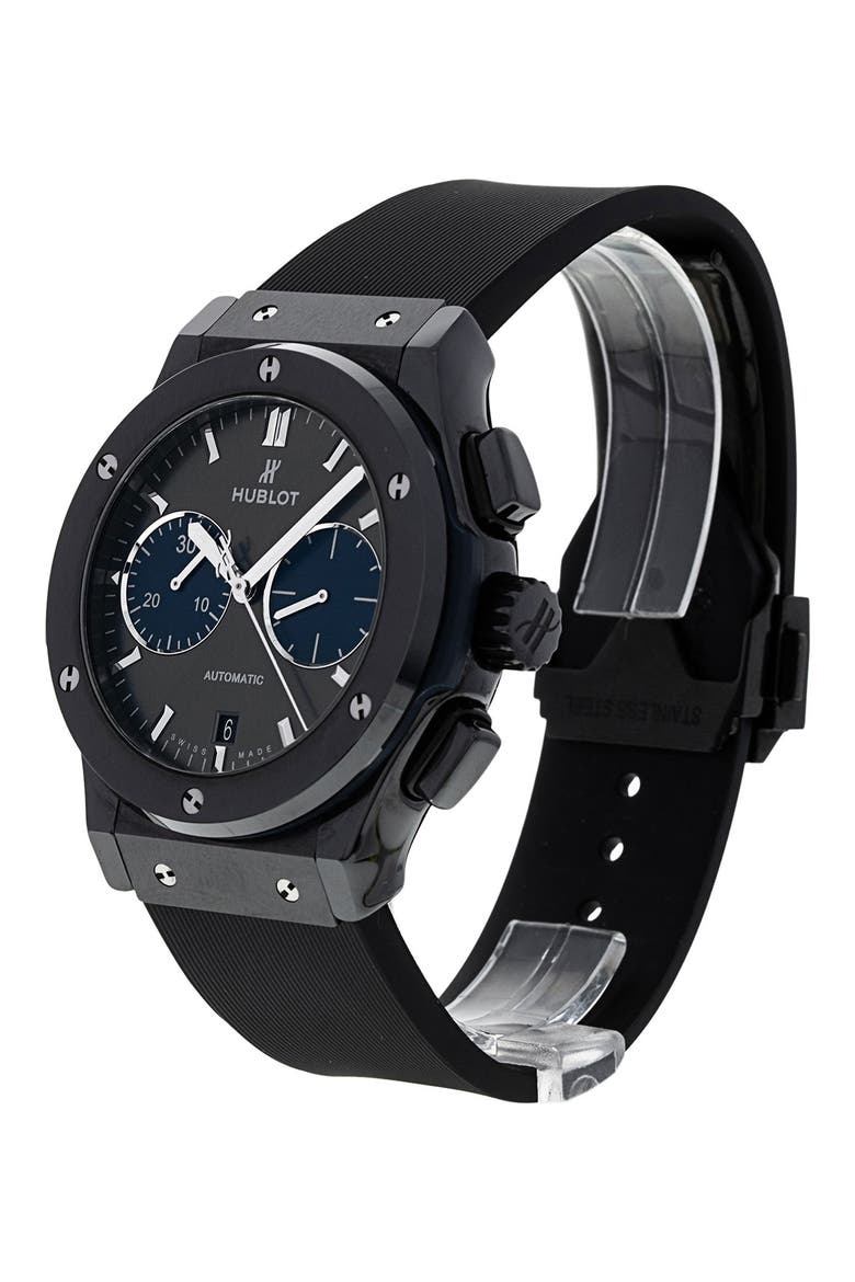 Hublot Preowned 2023 Classic Fusion Chronograph Rubber Strap Watch, 45mm, Alternate, color, BLACK