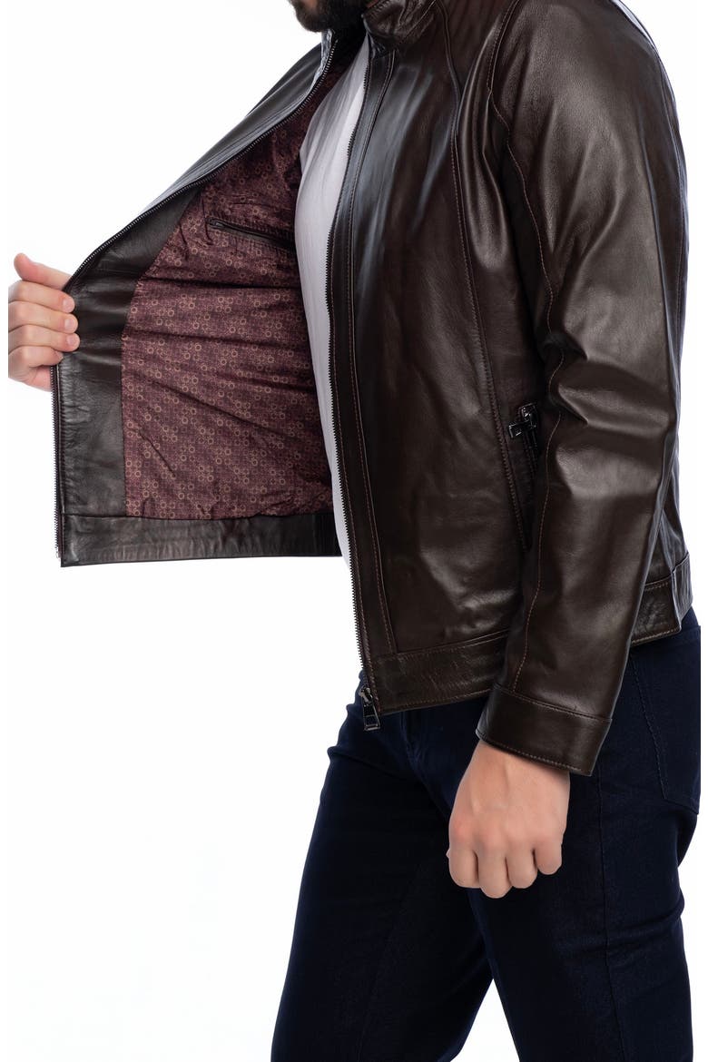 Smooth Leather Jacket, Alternate, color, DARK BROWN