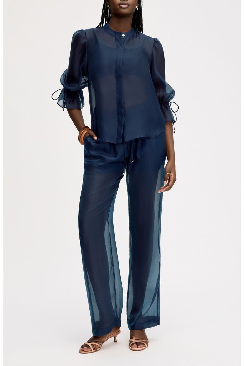 Sheer Drawstring Pants, Alternate, color, NAVY