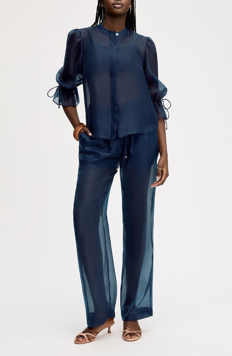 Sam Edelman Sheer Drawstring Pants, Alternate, color, Navy