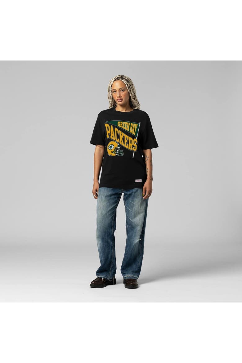 Women's Mitchell & Ness  Black Green Bay Packers Team Dynamic Boyfriend T-Shirt, Alternate, color, Black
