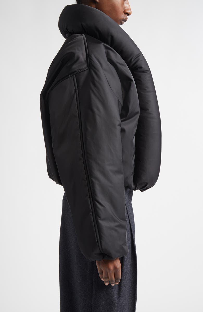 Alaïa Padded Taffeta Bomber Jacket, Alternate, color, Noir Alaia