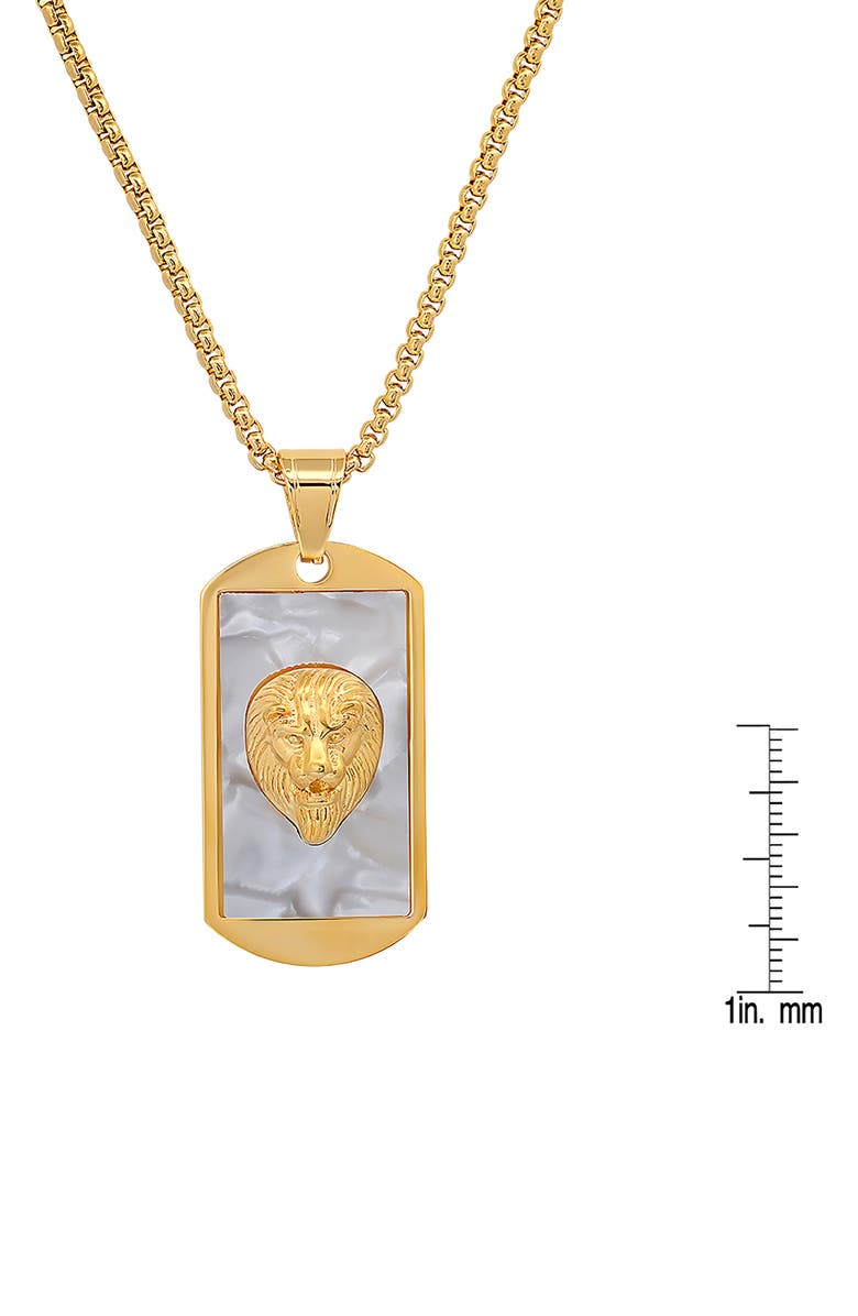 HMY JEWELRY Men's 18K Gold Plated Stainless Steel Lion Dog Tag Pendant Necklace, Alternate, color, 