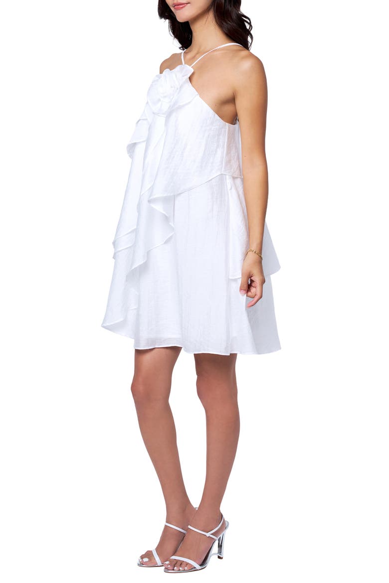 Kaia Ruffle Trapeze Dress, Alternate, color, OFF WHITE