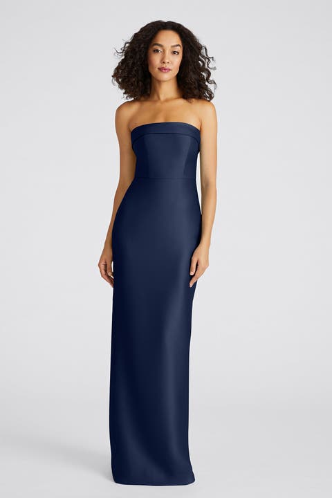 Gaia Strapless Column Mikado Gown