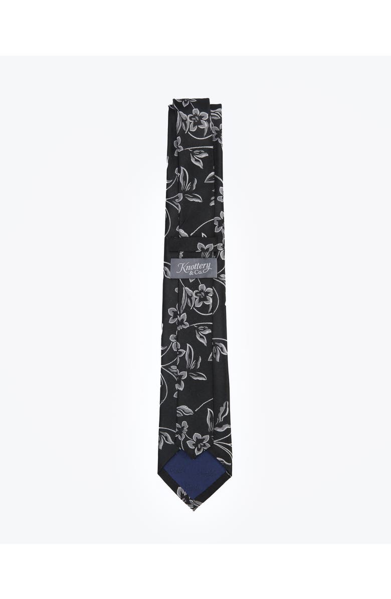 Knottery & Co Floral Silk Jacquard Tie, Alternate, color, Black