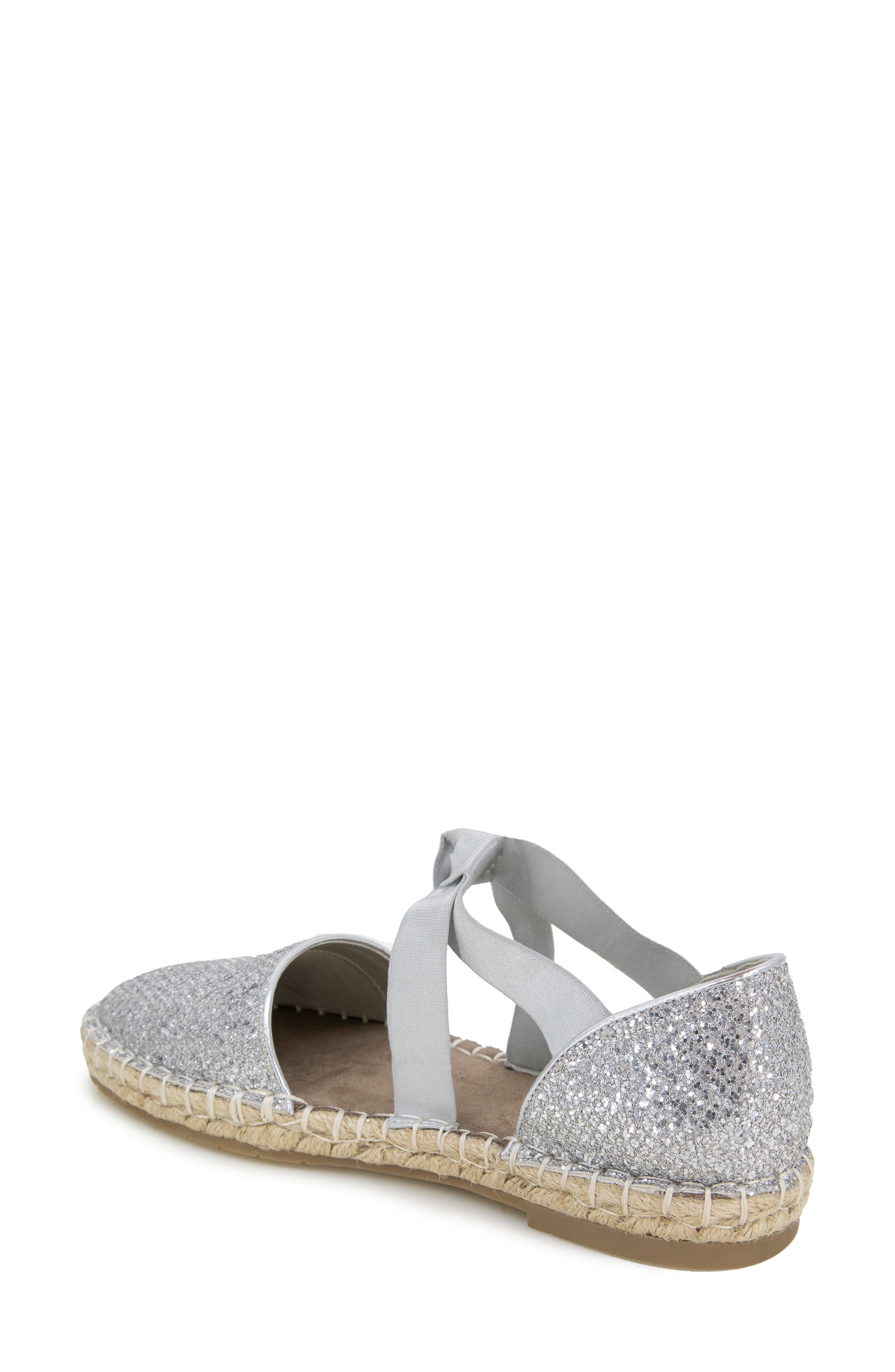Kenneth Cole Reaction Luna Glitter Espadrille Sandal, Alternate, color, Silver Mesh