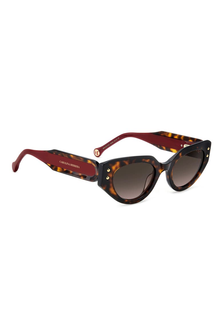 Her 50mm Gradient Cat Eye Sunglasses, Alternate, color, HAVANA RED/ BROWN SF