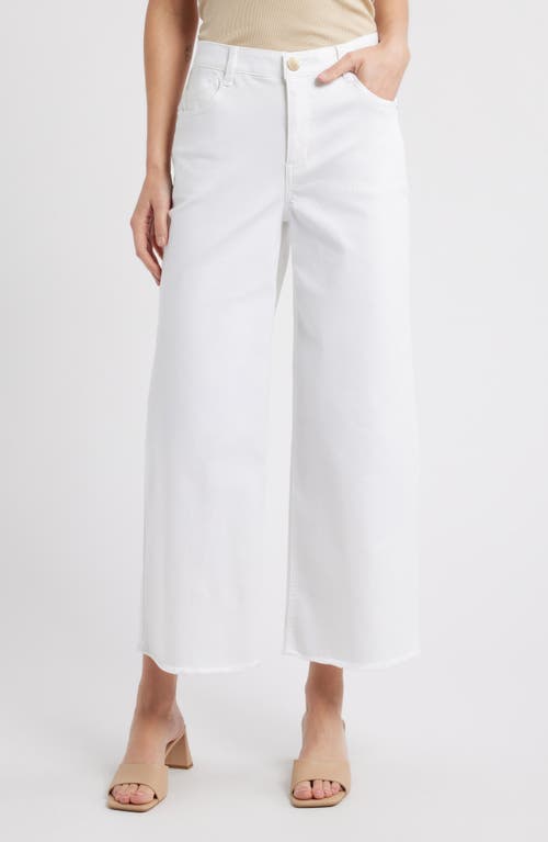 Wit & Wisdom Wyatt 'ab'solution Skyrise Frayed High Waist Ankle Wide Leg Jeans In Optic White