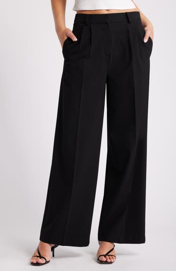 Open Edit Wide Leg Pants In Black