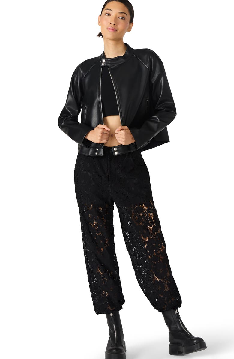 Steve Madden Jett Faux Leather Moto Jacket, Alternate, color, Black