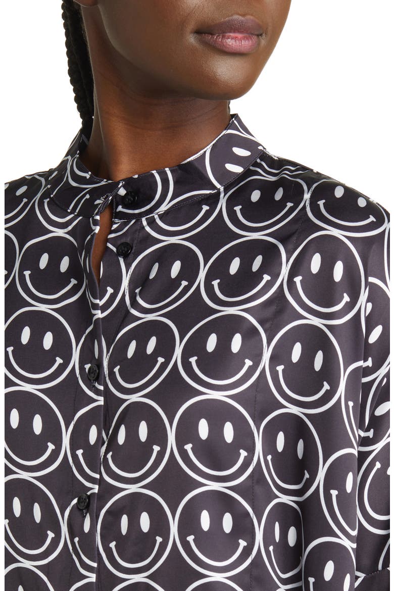 Oversize Button-Up Satin Shirt & Pants Set, Alternate, color, CURRENT MOOD BLACK