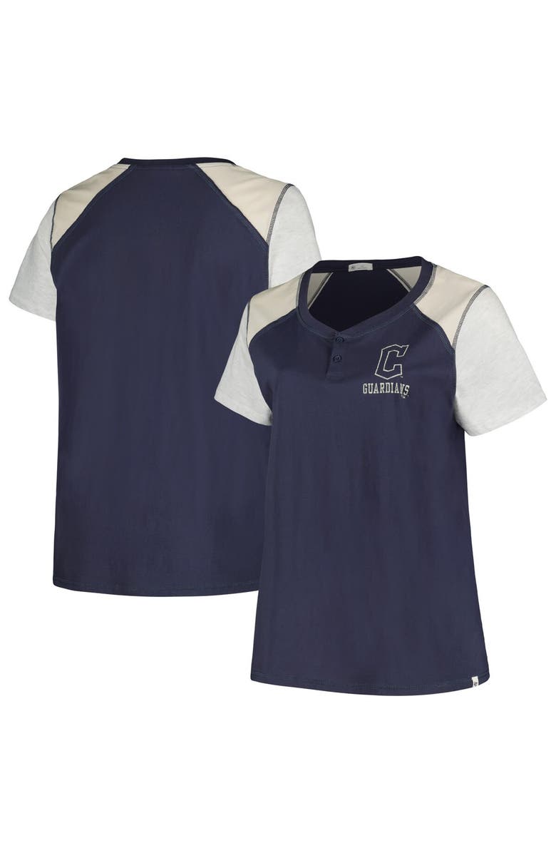 '47 Women's '47 Navy/Gray Cleveland Guardians Plus Size Henley T-Shirt, Main, color, 