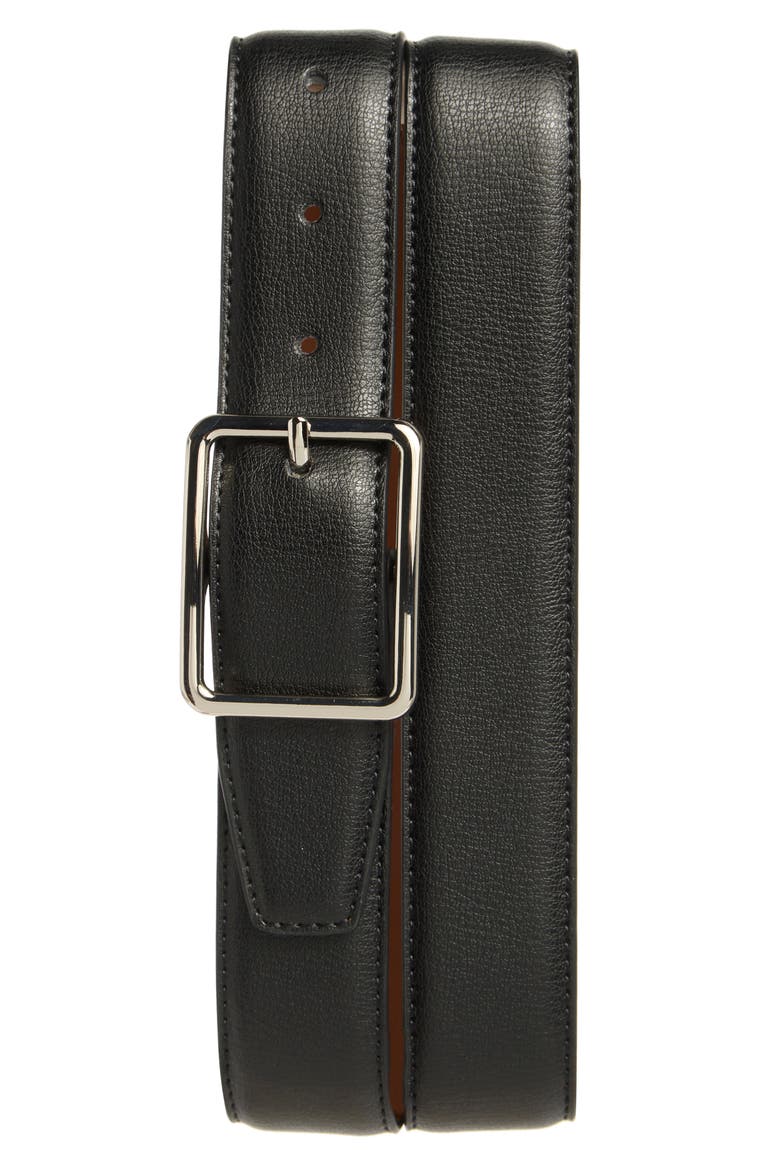 Leather Belt, Main, color, BLACK