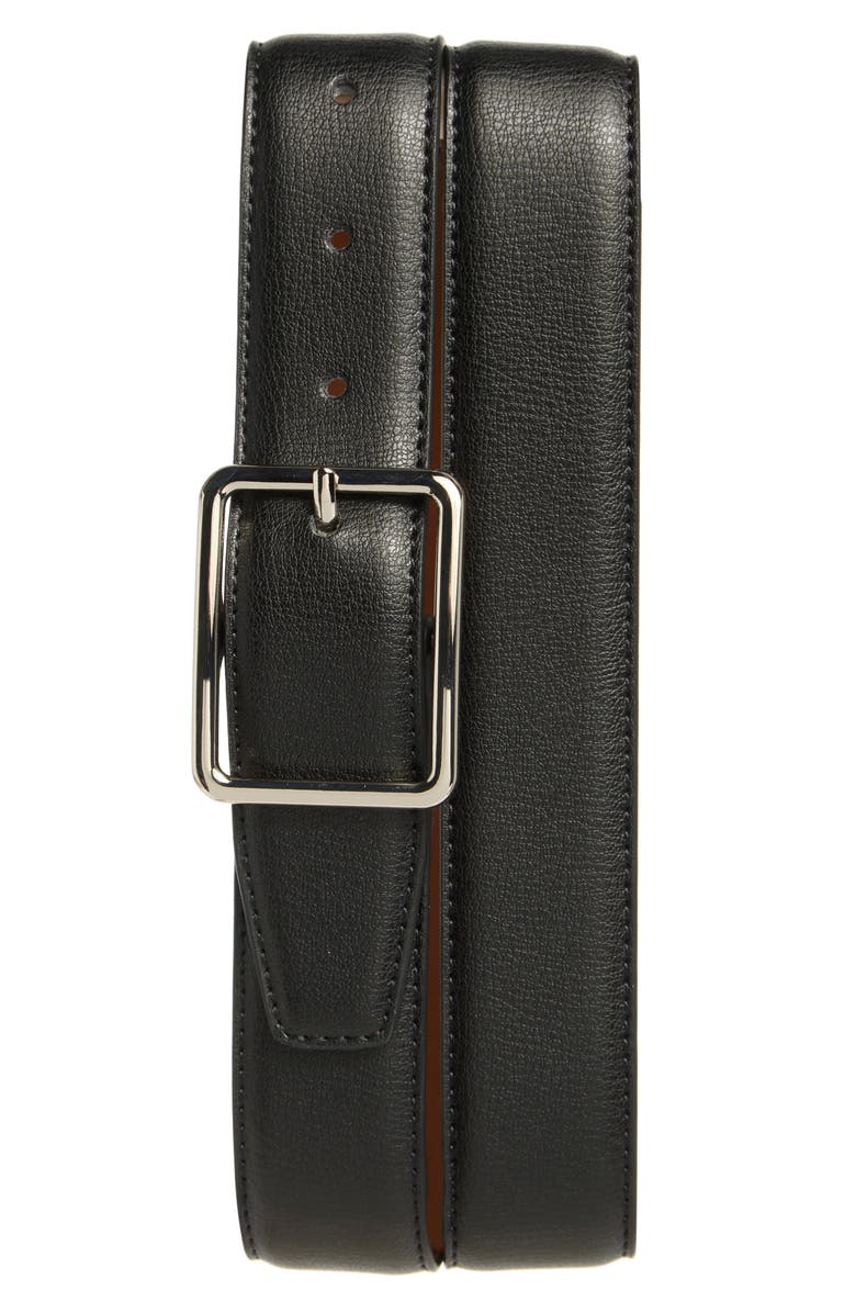 Vince Camuto Leather Belt, Main, color, Black