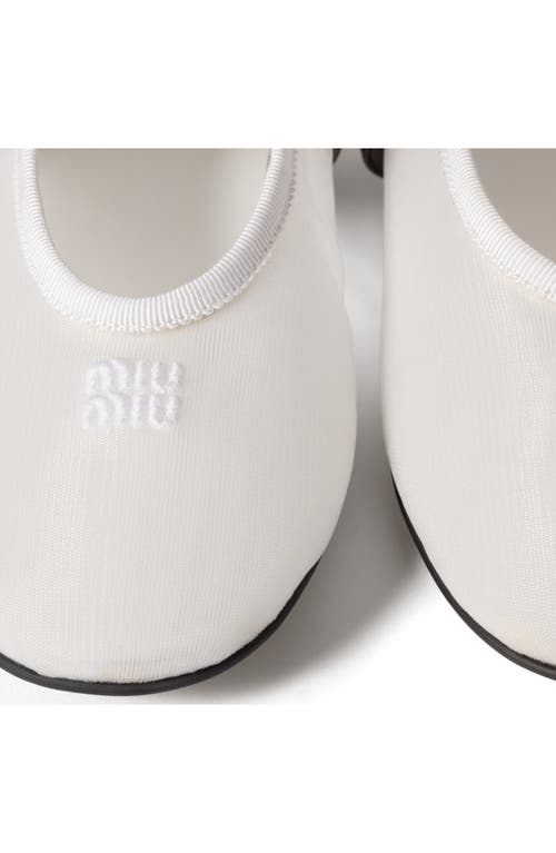 Miu Miu Mesh Buckle Mary-jane Ballerina Flats In White