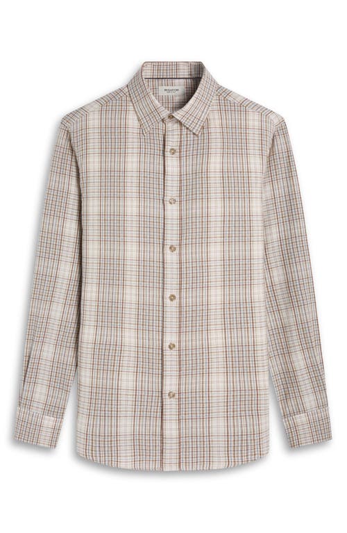 Bugatchi Karl Shaped Fit Plaid Cotton Button-up Shirt In Brown