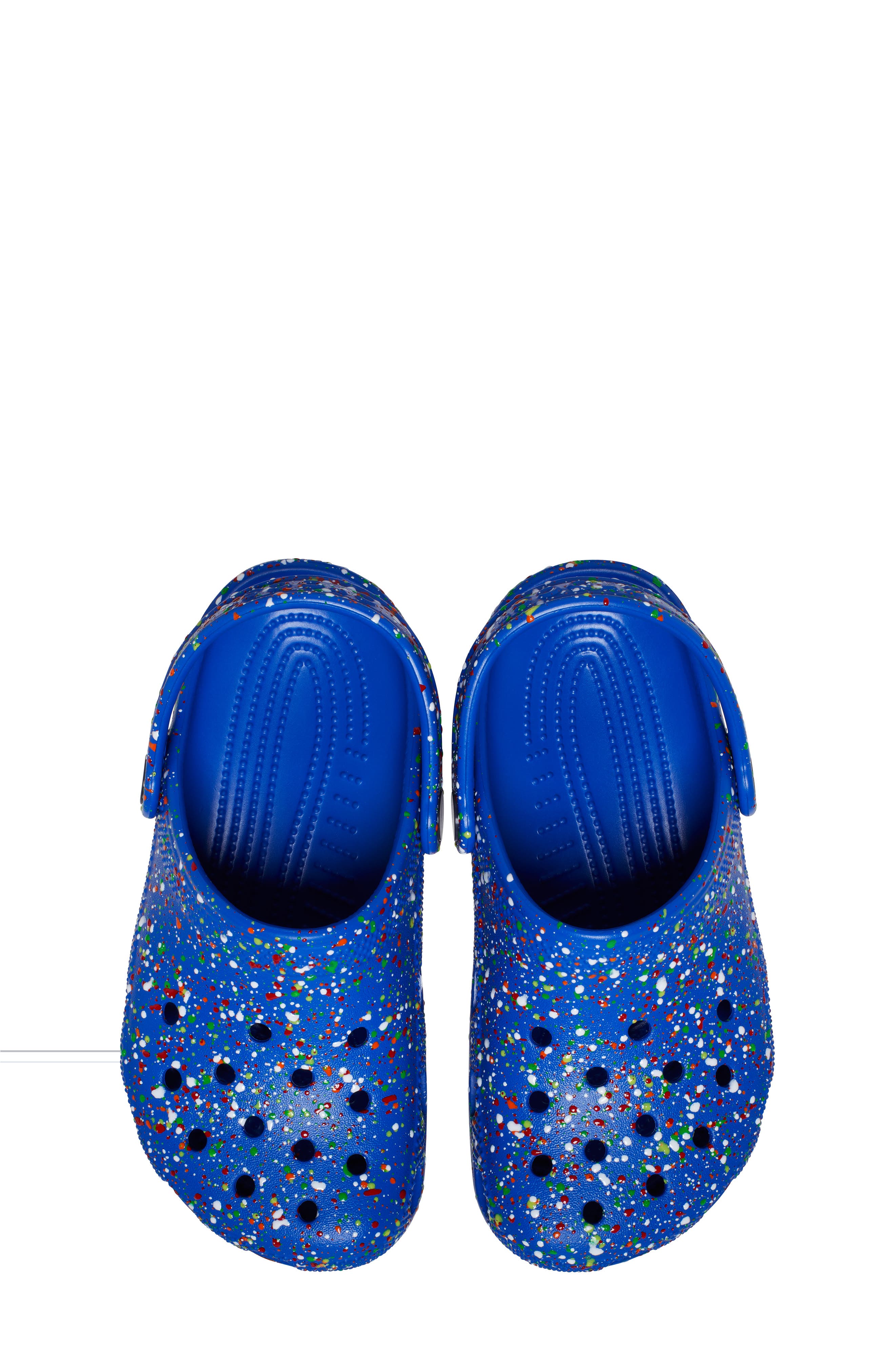 CROCS Kids' Classic Paint Splatter Clog, Alternate, color, Blue Bolt