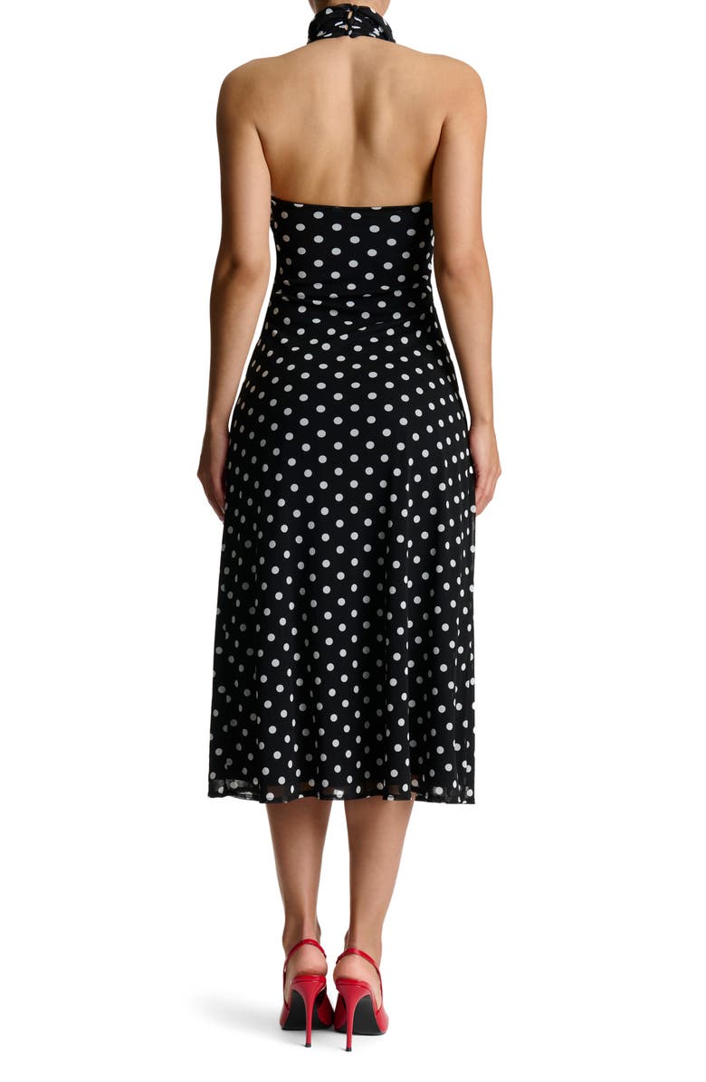 Naked Wardrobe Polka Dot A-Line Halter Dress, Alternate, color, 
