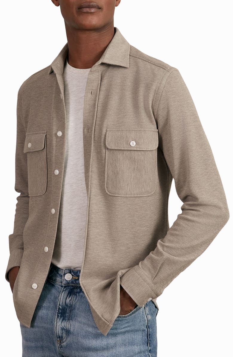 Reiss Forsithe Textured Overshirt, Alternate, color, Oatmeal Brown