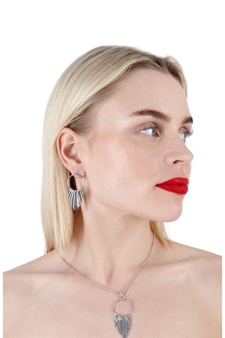Egyptian Temple Earrings, Alternate, color, Sterling Silver