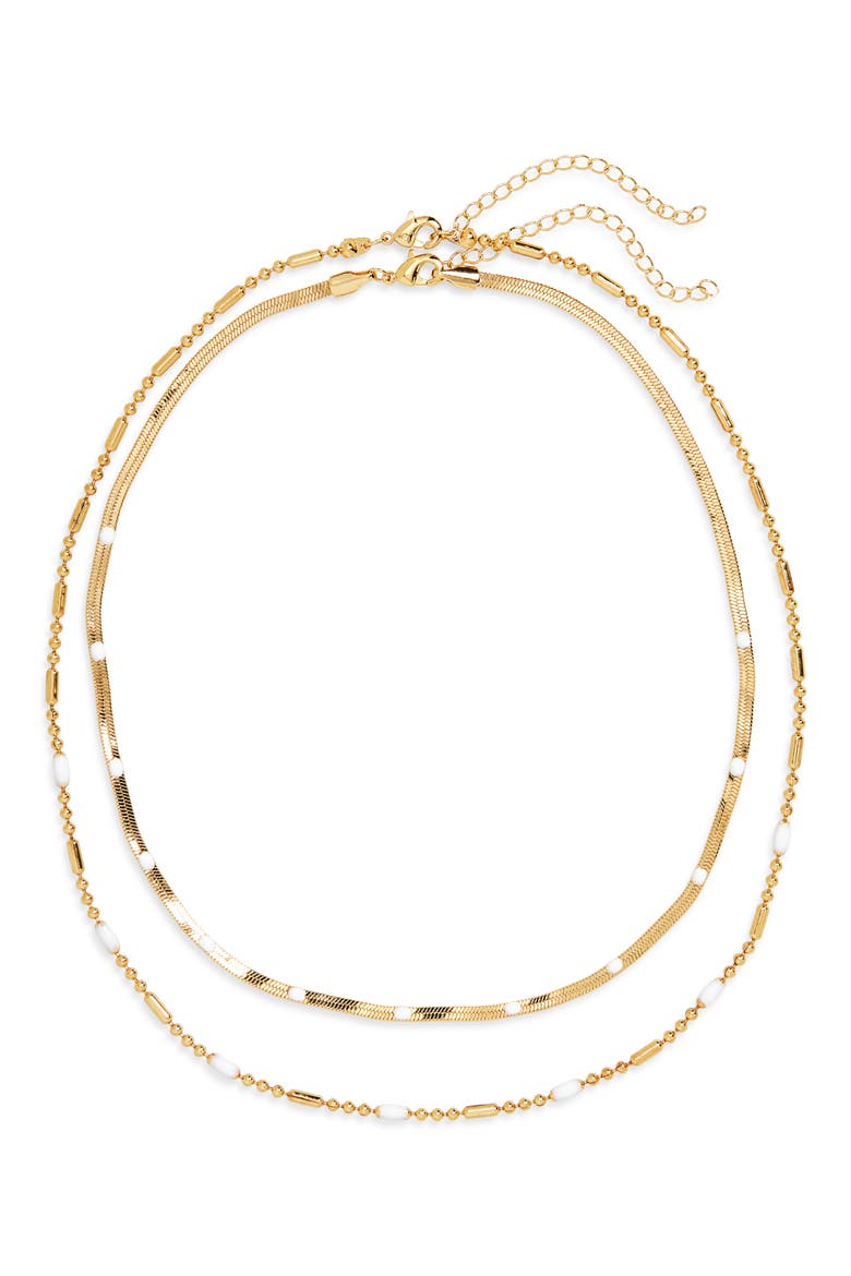 2-Pack Assorted Enamel & Chain Necklaces, Alternate, color, WHITE- GOLD
