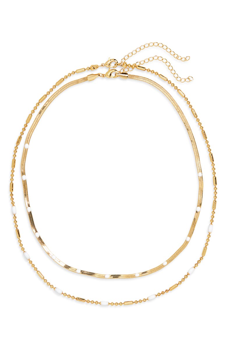 Leith 2-Pack Assorted Enamel & Chain Necklaces, Alternate, color, White- Gold
