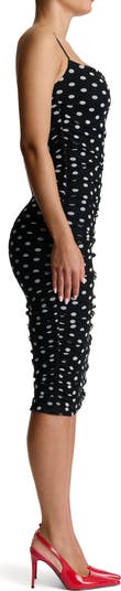 Polka Dot Body-Con Midi Dress
