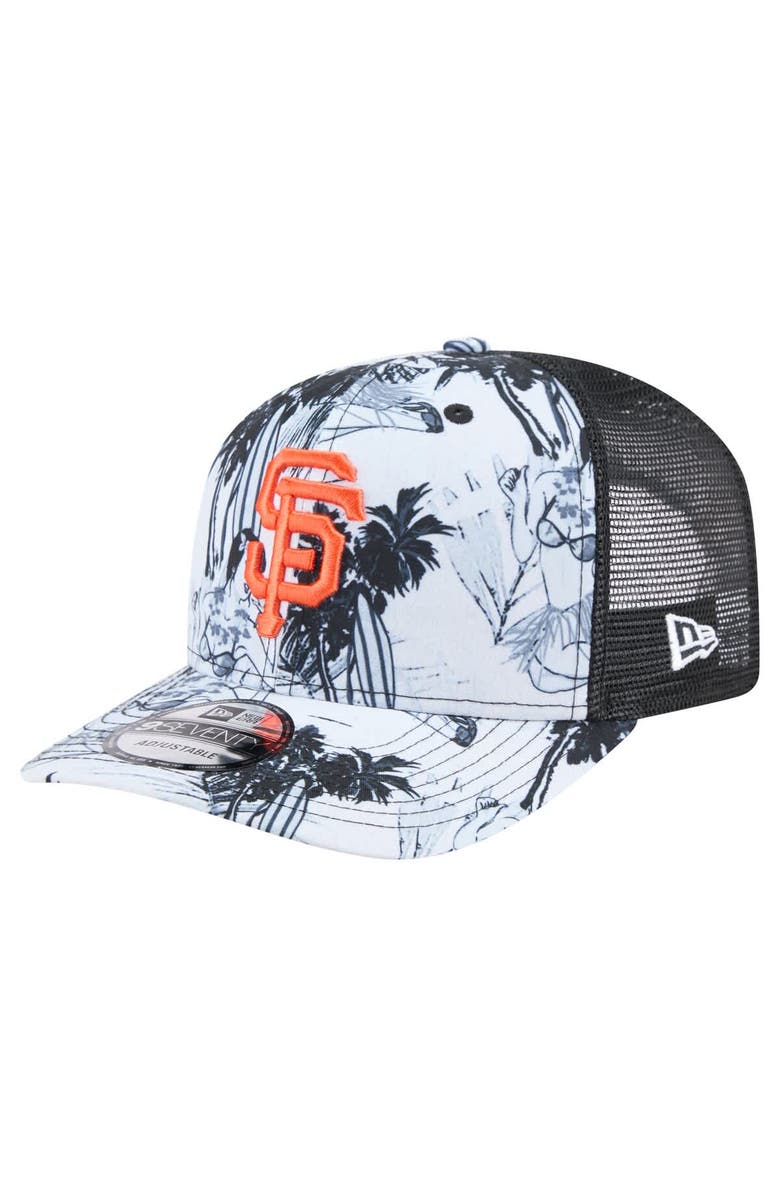 New Era Men's New Era Black San Francisco Giants Hula Trucker 9SEVENTY Adjustable Hat, Main, color, 
