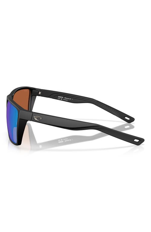 Costa Del Mar Rincon Ii 64mm Mirrored Polarized Oversize Rectangular Sunglasses In Matte Black/green Mirror 580p