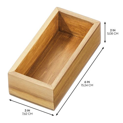 Idesign Acacia Wood Small Kitchen Drawer Organizer In Brown