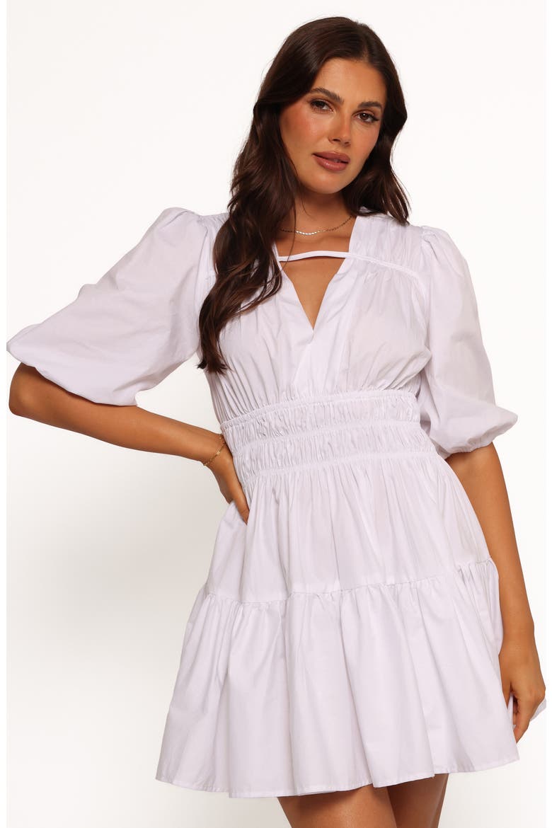 Alessia Smocked Waist Cotton Minidress, Alternate, color, WHITE
