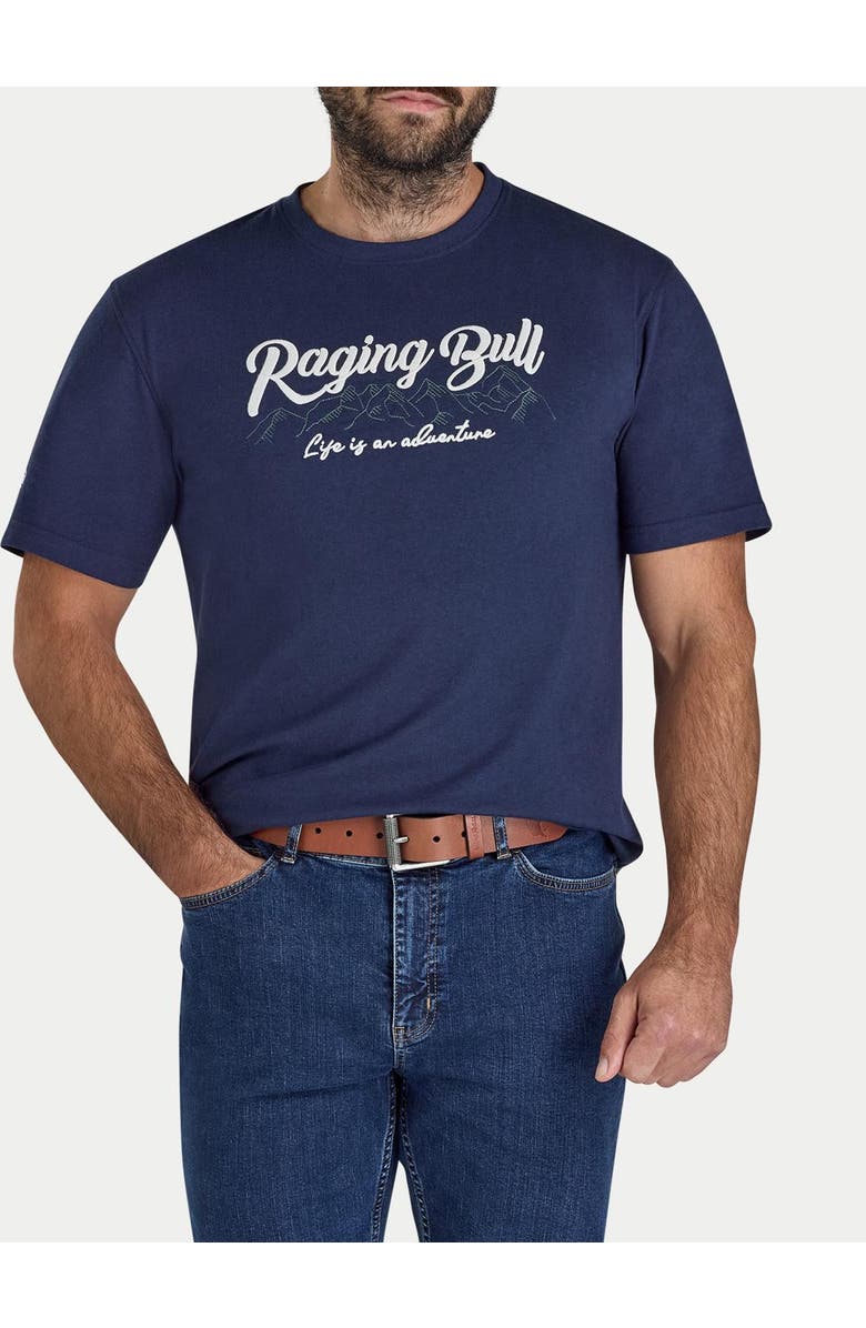 Raging Bull Embroidered Mountains T-Shirt, Alternate, color, Navy Marl