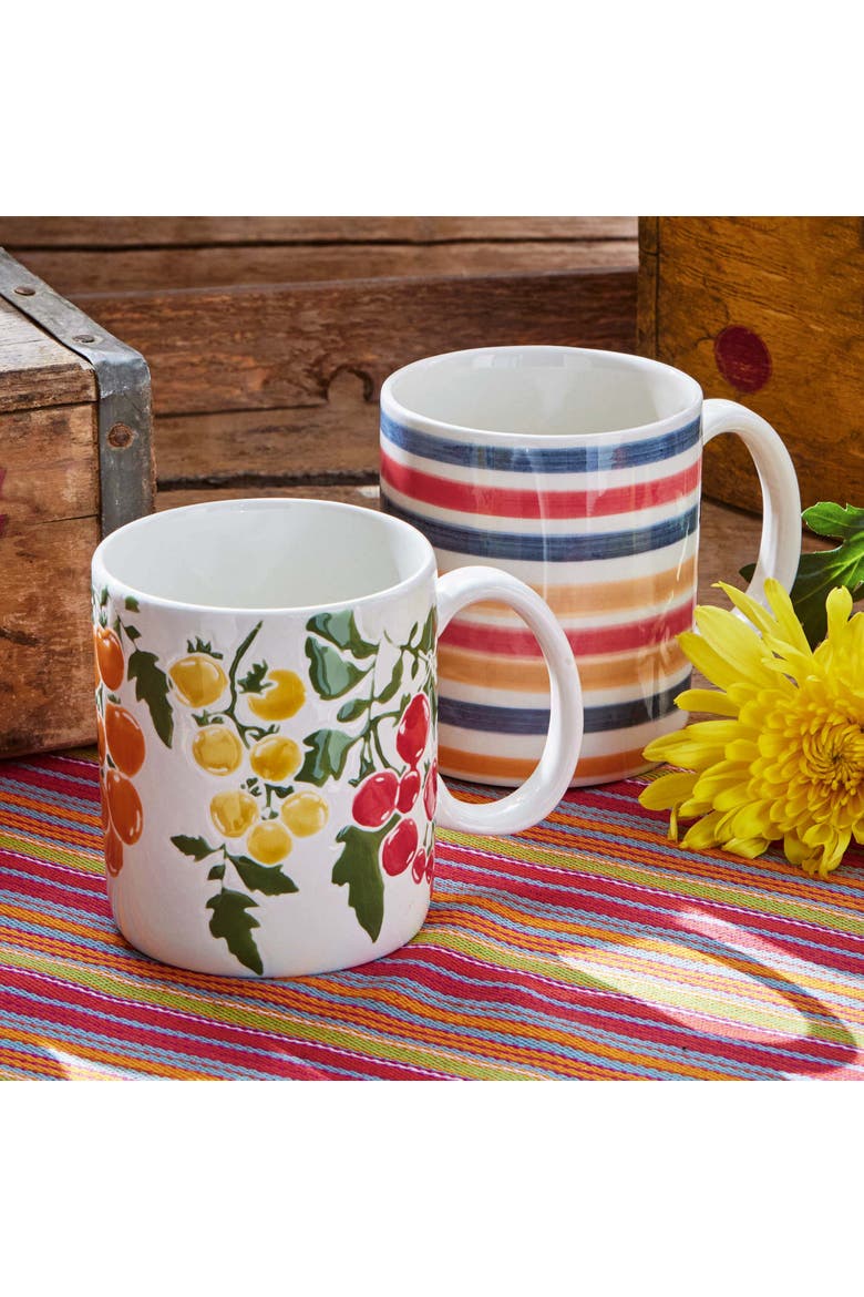 Heirloom Stripes Ceramic Mug Multicolor Dishwasher Safe, Alternate, color, White