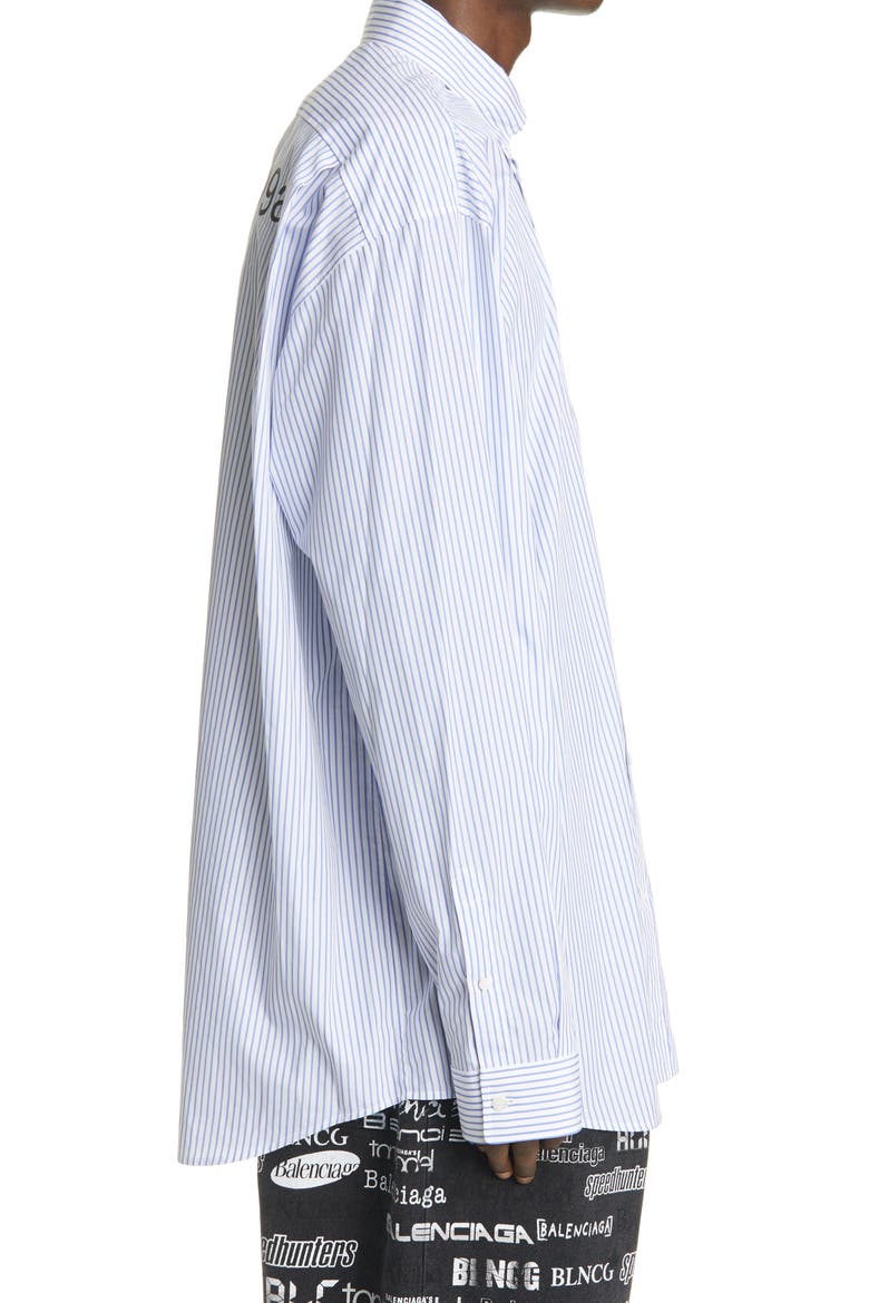 Stripe Cotton Button-Down Shirt, Alternate, color, WHITE/ BLUE