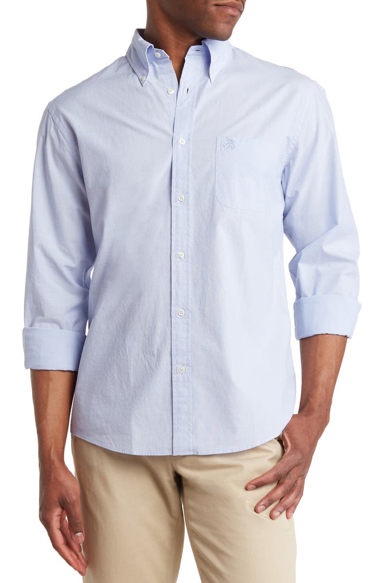 Brooks Brothers Solid Button Down Shirt, Main, color, Ltblueeoe
