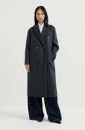 Brunello Cucinelli Hand-crafted coat in cashmere beaver double cloth with monili