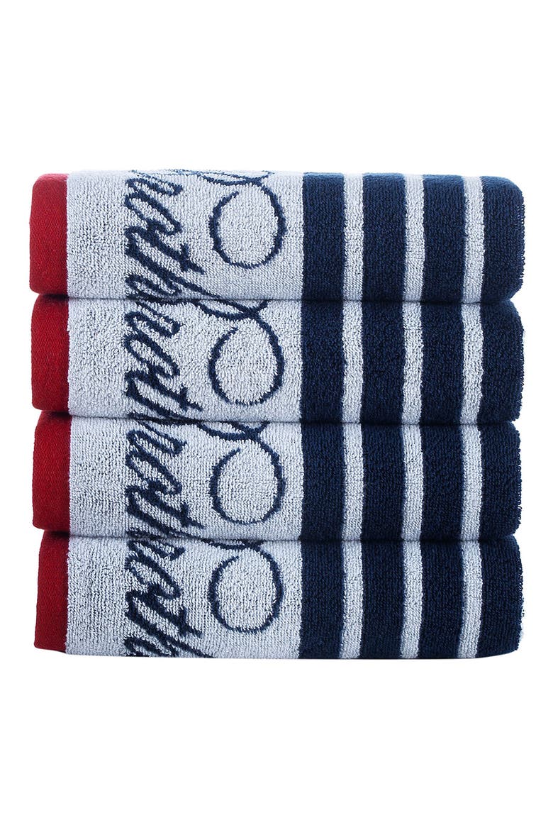 Nautical Blanket Stripe 4-Pack Turkish Cotton Hand Towels, Main, color, WHITE