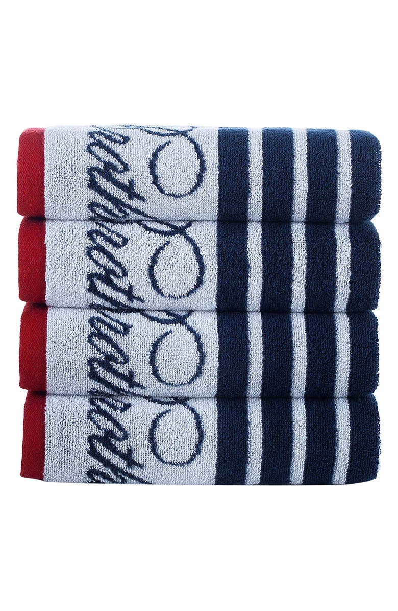 Brooks Brothers Nautical Blanket Stripe 4-Pack Turkish Cotton Hand Towels, Main, color, White