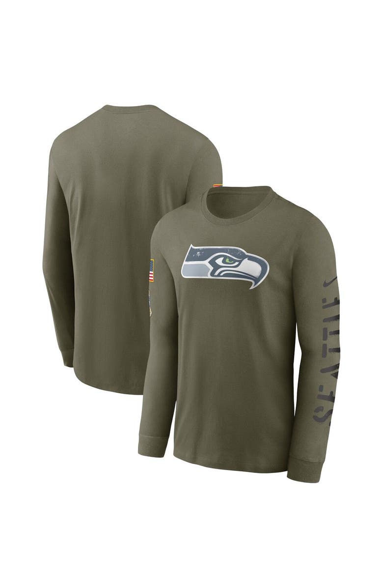 Nike Men's Nike Olive Seattle Seahawks Salute To Service Long Sleeve T-Shirt, Main, color, 