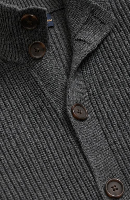 Brooks Brothers Supima Cotton Ribbed Mock Neck Cardigan In Gray
