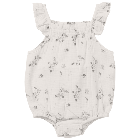 Small Flower Ruffle Strap Scallop Trim Romper
