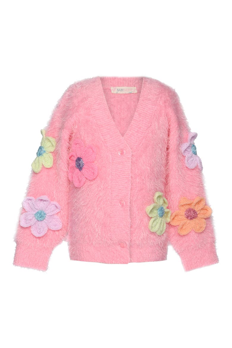 Kids' 3D Flower Embellished Cardigan, Main, color, PINK