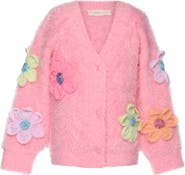 Truly Me Kids' 3D Flower Embellished Cardigan
