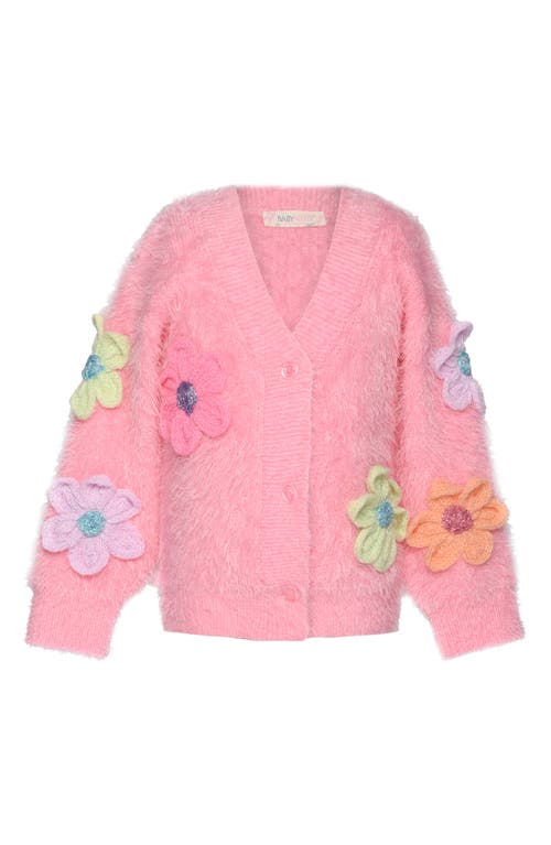 Truly Me Kids' 3D Flower Embellished Cardigan in Pink  product