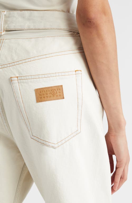 Shop Mm6 Maison Margiela Contrast Stitch Wide Leg Jeans In Off White
